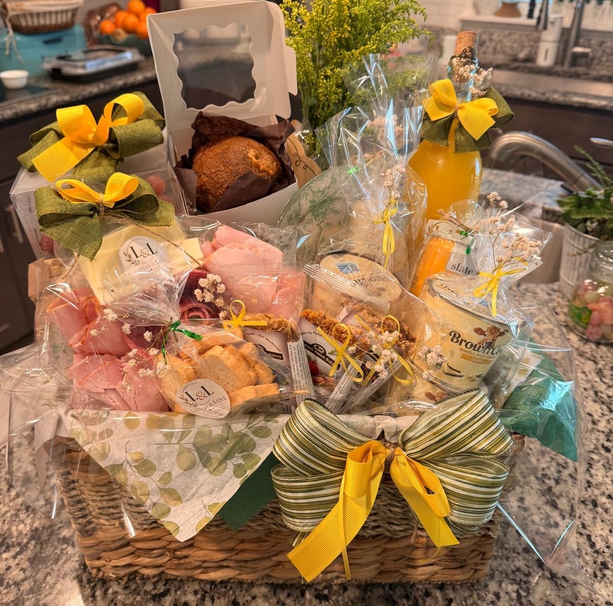 Lavish and Love handcrafted breakfast basket with seasonal breakfast selections